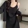 Falda plisada tipo slip para mujer para verano, nueva, versátil, elegante, adelgazante, vestido holgado, estilo francés, lujo ligero, color liso, falda larga para mujer