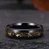 Anillos de Pareja de Acero Inoxidable de 6 mm con Incrustaciones de Oro y Plata Acero de Titanio Venta al por Mayor Directamente del Fabricante