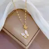 [Aço titânio] Colar de ouro real microincrustado estilo luxo leve Fritillaria Butterfly feminino Transportador ins Cyber Red Clavícula Corrente Acessórios