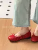 Mollykiki cuadros retro lazo plano mujer otoño nuevo punta redonda poco profundos versátiles suela blanda zapatillas de ballet