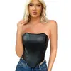 Corsé Transfronterizo de Cuero Sintético Bustier Gótico con Cremallera, Moldeado de Ballena de Pez, Ropa Exterior para Mujer sin Hombros, Camiseta de Tirantes con Soporte para el Busto
