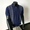 Polo de punto de seda helada para hombre de lujo ligero, una camiseta clásica de manga corta estilo americano para negocios casual de verano