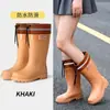 Botas de lluvia para mujer hasta la pantorrilla, engrosadas, a la moda, con puños elásticos, antideslizantes, engrosadas, para adultos, adecuadas para uso en la cocina, cálidas e impermeables.