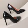 Tacones Altos para Mujer para Comercio Exterior, Estilo Europeo y Americano Transfronterizo, Tacones de Aguja, Primavera y Otoño, Color Sólido, Punta Fina, Boca Baja, Zapatos de Mujer Talla Grande al por Mayor