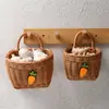 Cesta Tecida Nórdica Cozinha Cesta de Armazenamento de Gengibre e Alho Cesta Vintage de Parede Cesta Pequena Portátil para Flores Cesta Suspensa para Utensílios de Cozinha