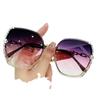 Nuevas gafas de sol sin montura con borde de diamante, tendencia de moda coreana, gafas de montura grande, gafas de película oceánica, gafas de influencer, venta al por mayor