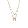 Niche Moda Luz Luxo All-match Requintado Super Flash Zircon Dupla Borboleta Pingente Colar Personalizado Cadeia de Clavícula de Alta Qualidade
