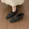 Sapatos Mary Jane que Aumentam a Altura, Estilo Retro de Camurça para o Dia a Dia, Sapatilhas de Algodão com Corte Profundo para Mulheres, Sapatos Franceses de Veludo com Pelo Quente para Mulheres