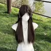 Peruca para Mulheres com Cabelo Longo e Liso, Adequada para Rostos Redondos, com Repartição Central e Estilosa Peruca Cheia Longa Lisa Preta