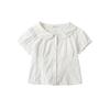 1598-25 Novo Estilo de Verão Menina Francesa Fresco Casual Simples Básico Blusa com Gola Boneca Estilo Preppy Camisa