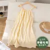 Pijama de Cuadros Dulces para Mujer, Gasa de Algodón Puro 2026 Nuevo Vestido de Noche con Tirantes de Verano, Vestido de Casa para Maternidad