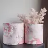 Cubo de Ramo de Flores de Nochevieja Colorido Cubo Redondo Rojo Decorativo Arreglo de Flores Artificiales Cubo de la Suerte DIY Cubo de Flores Caja de Regalo de Boda