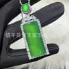 Pingente de Calcedônia Verde Gelo Incrustada Banhado a Prata Atacado, Pingente de Ágata Verde Brilhante, Pingente de Colar de Jade