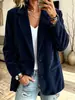 Moda Feminina Amazon Mais Vendido Estilo Retrô Elegante Fashionável Manga Longa Cor Sólida Veludo Cotelê Blazer Feminino Outono