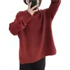 Abrigo Jersey Cuello Alto Estilo Japonés para Mujer Otoño Invierno Nuevo Holgado Adelgazante Simple Diseño Básico Sentido Tejido Grueso