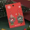 Brincos de Guirlanda de Natal Europeus e Americanos Transfronteiriços Brincos de Diamante Verde Gancho de Orelha com Sino de Strass Brincos de Laço Atacado
