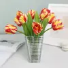 Tela de seda nueva, rama única, multicolor, loro, tulipán, flor artificial, decoración de boda para el hogar, tulipán flor falsa al por mayor