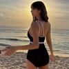 Traje de baño nuevo de triángulo de una pieza para mujer 2023 que cubre el abdomen, adelgazante, para vacaciones de playa, aguas termales, traje de baño [una generación de cabello]]