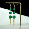 Pendientes de borla de calcedonia verde transparente de alto hielo para mujer, pendientes de ágata verde, joyería de jade, artesanías, regalo al por mayor