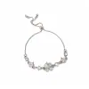 ¡Diamantes Ligeramente Chispeantes! Pulsera de Flor con Piedra Ojo de Gato Incrustada de Diamantes, Exquisita Pulsera de Estilo Coreano con Diseño Único, Joyería de Lujo Ligero para Mujer