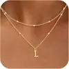 Collar con Colgante de Inicial de 26 Letras Transfronterizo Europeo y Americano de Amazon Exquisito Chapado en Cobre Oro de 14K Personalizado Simple Moda Joyería