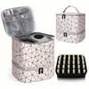 Bolsa de Maquiagem Dupla Camada PU Personalizada Transfronteiriça Grande Capacidade Toque de Luxo Bolsa de Armazenamento para Esmalte Bolsa de Mão para Manicure Bolsa de Armazenamento