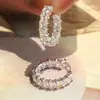 Pendientes Cuadrados de Zirconia con Diamantes Completos de Estilo Europeo y Americano de Venta Caliente Transfronteriza, Ganchos de Oreja Modernos y Únicos, Pendientes para Mujeres Viajeras, Venta al por Mayor de Fábrica