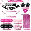 Conjunto de balões de cores contrastantes preto e vermelho rosa mais vendido internacionalmente, cortina de seda de chuva, bola de flor de papel, suprimentos de decoração de festa para adultos femininos