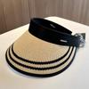 Sombrero de copa hueco a rayas nuevo para mujer, verano, protección solar UV, sombrilla, protección UV, sombrero plegable para el sol, deportes al aire libre