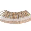 Falda de Algodón Puro con Encaje a Cuadros Gruesos y Bloques de Color, Estilo Británico, Falda Juvenil con Dobladillo en Capas para Mujer, Primavera