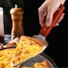 Cuchillo para pizza con mango de madera, herramienta creativa para hornear en casa o en el hotel, pala para pizza dentada, pala para pastel de acero inoxidable