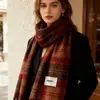 25 Novos Cachecóis de Faux Cashmere para Outono e Inverno com Padrão de Pássaro Azul, Xales para Escritório, Cachecóis Versáteis Estilo Coreano para Atacado
