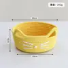 Cesta de Armazenamento de Corda de Algodão com Orelha de Gato Desenho Animado Cesta Tecida de Múltiplas Cordas de Algodão Armazenamento de Entrada Armazenamento de Mesa de Escritório Cesta de Armazenamento para Miudezas