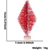 Mini Árvore de Pinheiro Colorida Pequena de Natal Enfeite de Mesa Decoração de Árvore de Natal com Glitter Branco para Exibição em Mesa