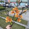 Fabricantes de flores artificiais para casamento laranja decoração de parede de fundo macio para vitrine de casamento flor artificial atacado