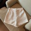Em estoque Versátil Nicho Outono e Inverno Calças Casuais de Lã Moda Shorts Largos Novidade Feminina Calças Botas Skinny Cintura Alta