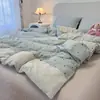 Conjunto de cuatro piezas de encaje fresco estilo francés de grado A para maternidad e infantil, algodón puro lavado, conjunto de tres piezas para estudiante con ribete de encaje 4