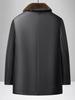 Jaqueta de Couro Grossa Forrada com Lã para Homens de Meia-Idade no Inverno, Jaqueta de Couro Estilo Novo para Pais com Gola Reversível, Roupa de Exterior Quente para Homens de Meia-Idade e Idosos