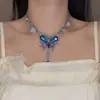 Colar de Borboleta Doce e Descolado para Meninas, Requintado e Moderno, Pingente de Metal com Franjas Resistente, Versátil e Único, Corrente Elegante para Clavícula para Mulheres