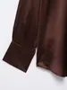Al por mayor transfronterizo Estilo europeo y americano Moda de primavera 2025 Casual Satén de seda Textura Solapa Holgada Camisa para mujer