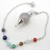 Joyería transfronteriza gema natural Cristal péndulo espiritual en forma de giroscopio cuentas de 18 mm 7 colores piedra energética colgante de péndulo