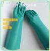Guantes industriales anticímicos de nitrilo verde engrosado alargado de 22 milésimas de pulgada de espesor y 45 cm de largo