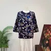 Nuevo Top Pequeño Jacquard de Moda Holgado Estilo Nacional Chino 2026 Otoño Nueva Llegada Manga Tres Cuartos Solapa Diagonal Jersey Cuello Redondo