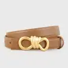 Cinturón Sencillo de Piel de Vaca de Primera Capa para Verano con Hebilla Trenzada Dorada, Accesorio de Nicho para Jeans y Vestidos, Cinturón para Mujer al por Mayor