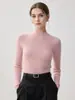 Suéter de Cachemir para Mujer Otoño e Invierno 100% Cachemir Puro Cuello Alto Medio Corte Ajustado Camiseta Base de Punto Suéter para Mujer Versátil para Viajar al Trabajo