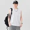 Camiseta sin mangas para hombre de verano Chaleco ancho de hombros holgado Chaleco blanco para hombre Fuente de fábrica Tiene etiqueta Tipo holgado
