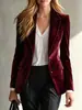 Nuevo blazer cruzado de terciopelo dorado para mujer 2026 con cintura entallada, un top versátil para el lugar de trabajo, disponible en Amazon