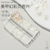 Influencer de Arte en Uñas Piezas de Concha Aurora Japonesa Fragmentos Delgados Irregulares Versátiles Iridiscentes Decoraciones de Pegatinas para Uñas de Paua