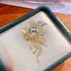 Accesorios DIY Broche de Flor de Lujo de Moda Exquisita Pin Elegante de Cobre Dorado Chapado con Circonita para Mujer Pin Vacío de Corsage de Perla