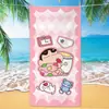 Toalha de banho de secagem rápida infantil de grandes dimensões Giz de cera Pequena nova toalha de praia Microfibra Velo de dupla face Toalha de praia com impressão digital